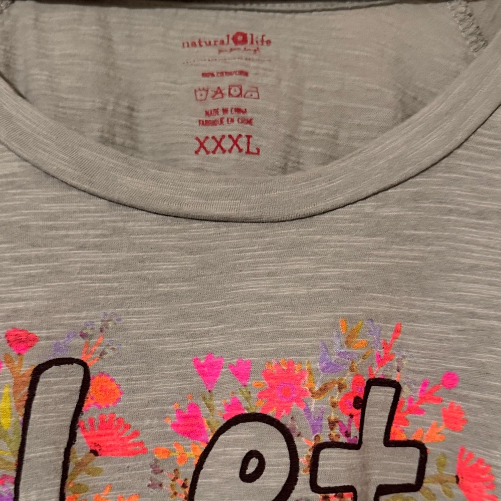 Natural Life Tee with Colorful Floral Accents
